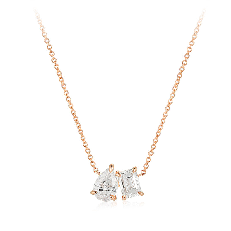 Pear & Emerald Cut Diamond Necklace - Kindspark