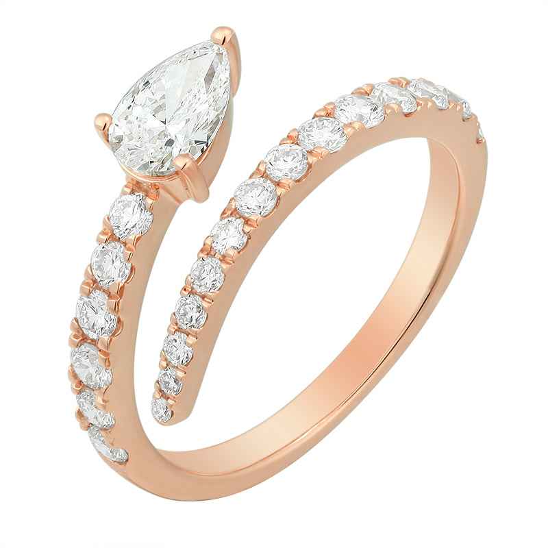 Swirl Ring with Pear-Shaped Diamond – Elegant and Unique Design