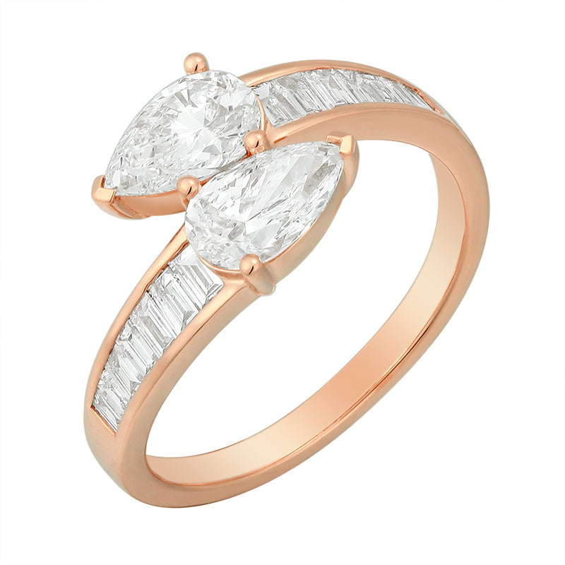 Swirl Ring with 2 Pear-Shaped Diamonds - Kindspark