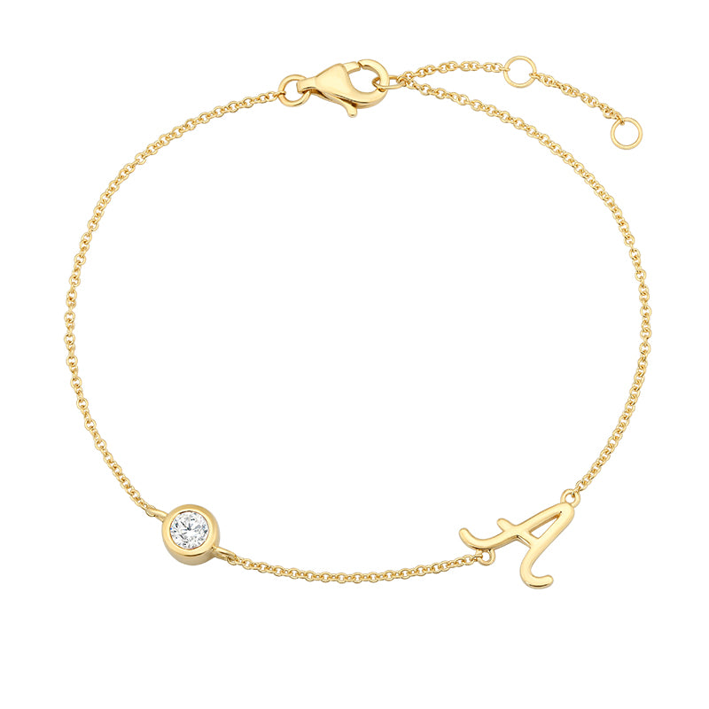 Initial Diamond Bracelet-A|Lab-grown diamond initial Bracelet-A|KindSpark jewellery for everyday wear

