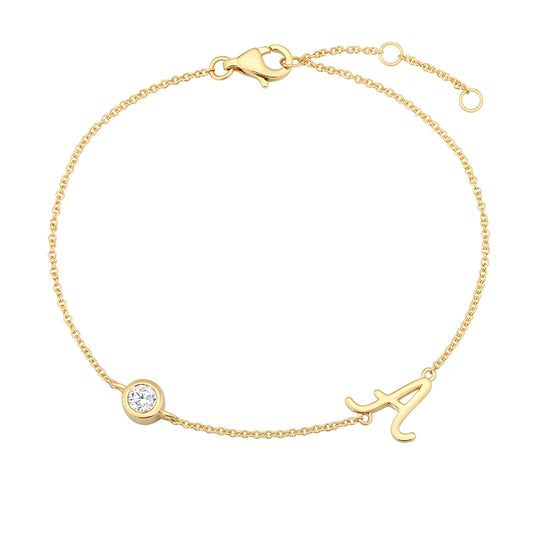 Initial Diamond Bracelet-A|Lab-grown diamond initial Bracelet-A|KindSpark jewellery for everyday wear


