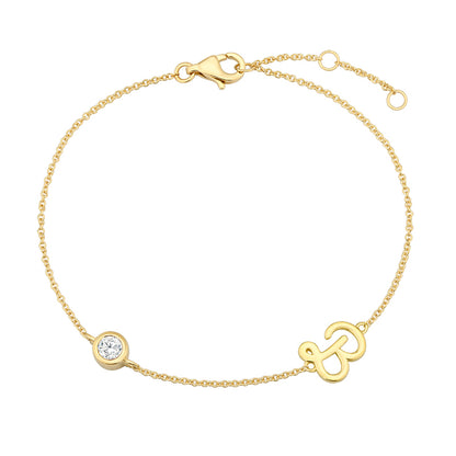 Initial Diamond Bracelet-B|Lab-grown diamond initial Bracelet-B|KindSpark jewellery for everyday wear
