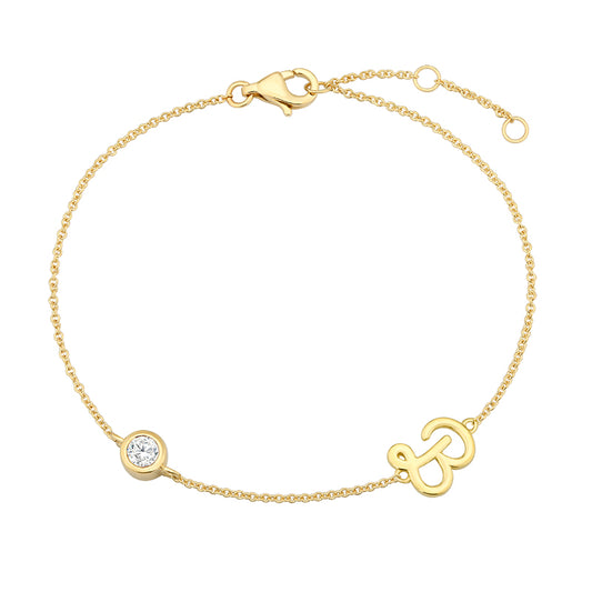 Initial Diamond Bracelet-B|Lab-grown diamond initial Bracelet-B|KindSpark jewellery for everyday wear
