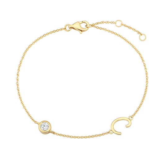 Initial Diamond Bracelet-C|Lab-grown diamond initial Bracelet-C|KindSpark jewellery for everyday wear