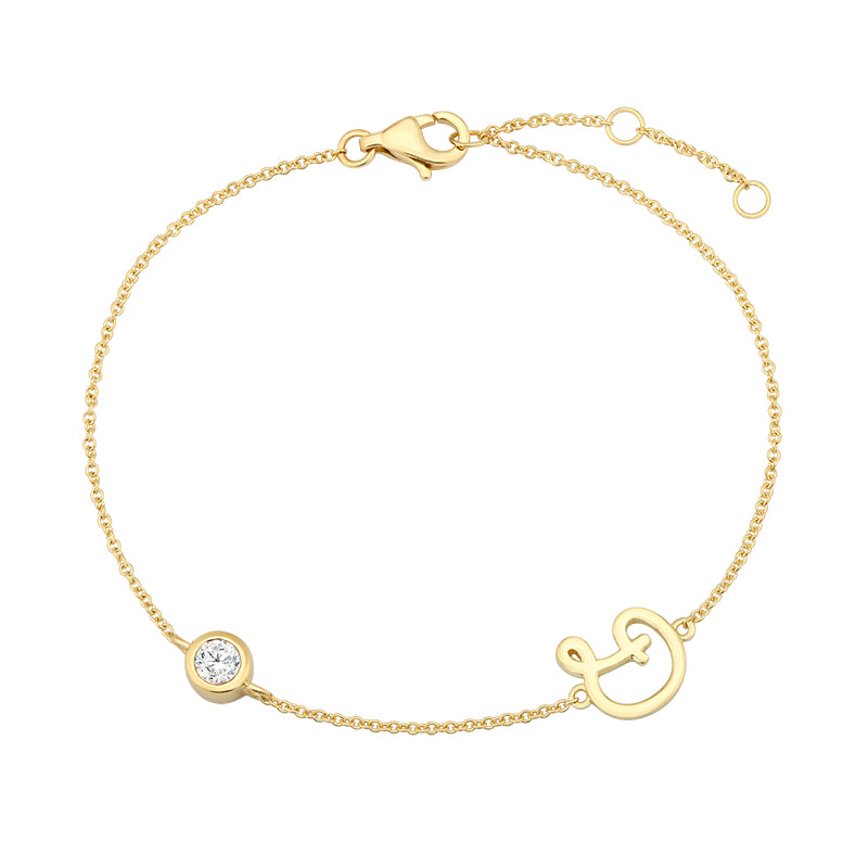 Initial Diamond Bracelet-D|Lab-grown diamond initial Bracelet-D|KindSpark jewellery for everyday wear
