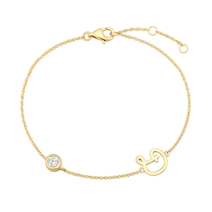 Initial Diamond Bracelet-D|Lab-grown diamond initial Bracelet-D|KindSpark jewellery for everyday wear
