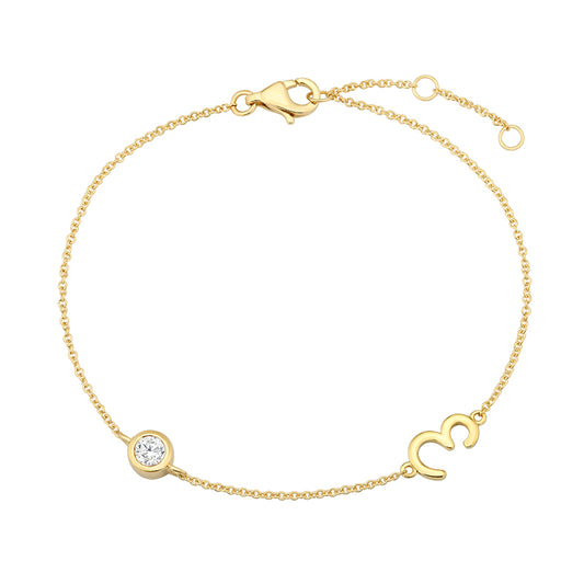 Initial Diamond Bracelet-E|Lab-grown diamond initial Bracelet-E|KindSpark jewellery for everyday wear
