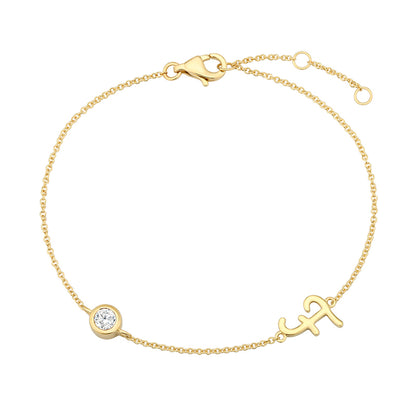 Initial Diamond Bracelet-F|Lab-grown diamond initial Bracelet-F|KindSpark jewellery for everyday wear
