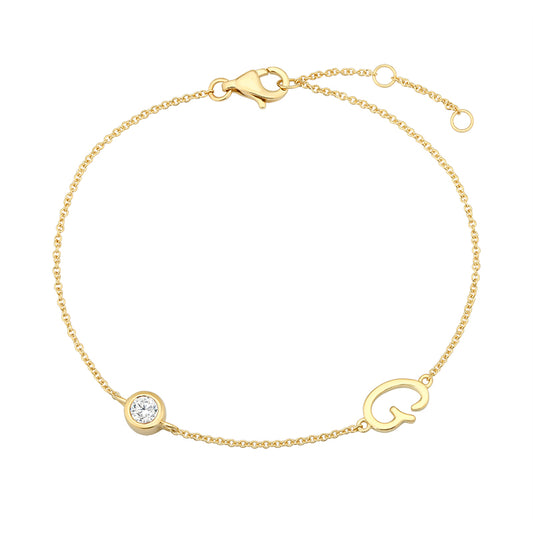 Initial Diamond Bracelet-G|Lab-grown diamond initial Bracelet-G|KindSpark jewellery for everyday wear
