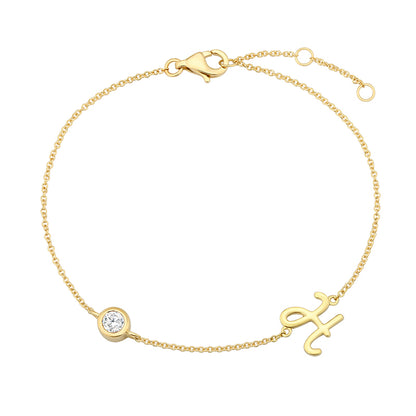 Initial Diamond Bracelet-H|Lab-grown diamond initial Bracelet-H|KindSpark jewellery for everyday wear
