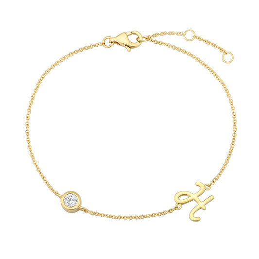 Initial Diamond Bracelet-H|Lab-grown diamond initial Bracelet-H|KindSpark jewellery for everyday wear
