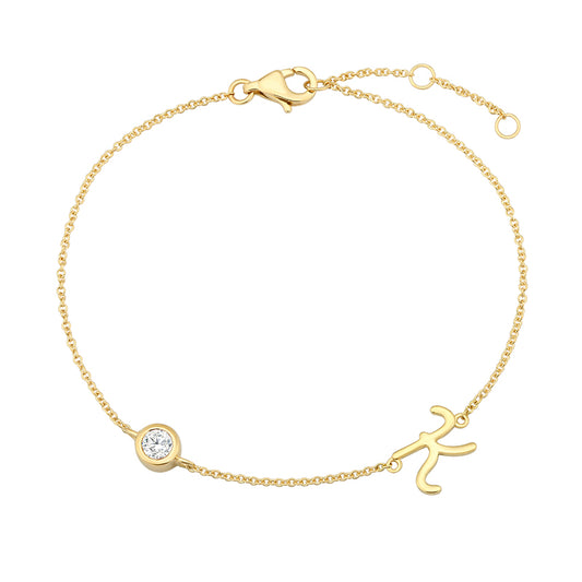 Initial Diamond Bracelet-K|Lab-grown diamond initial Bracelet-K|KindSpark jewellery for everyday wear
