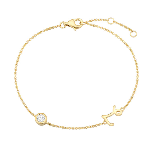 Initial Diamond Bracelet-L|Lab-grown diamond initial Bracelet-L|KindSpark jewellery for everyday wear
