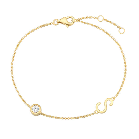 Initial Diamond Bracelet-S|Lab-grown diamond initial Bracelet-S|KindSpark jewellery for everyday wear
