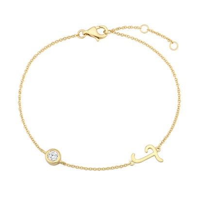 Initial Diamond Bracelet-T|Lab-grown diamond initial Bracelet-T|KindSpark jewellery for everyday wear
