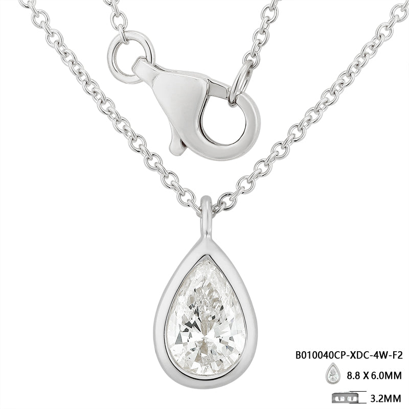 Bezel-Set Pear Diamond Necklace