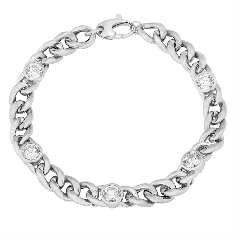 Chain Bracelet with Emerald Diamond