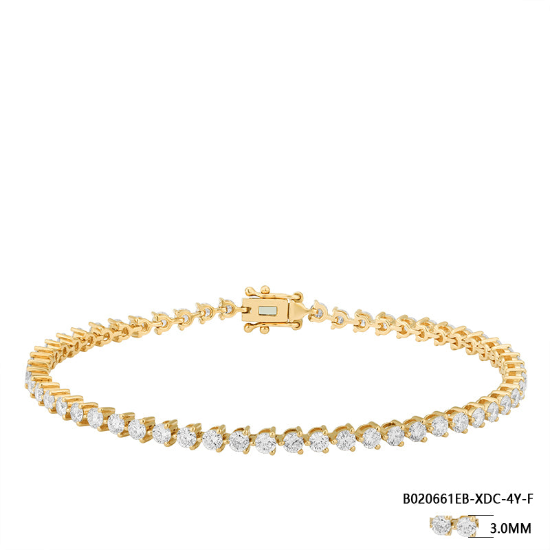 Petite Tennis Bracelet in 3 Prong Round Brilliant Stone - Kindspark