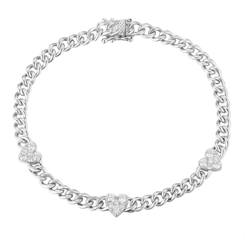 Chain Bracelet with Heart Shape Diamond