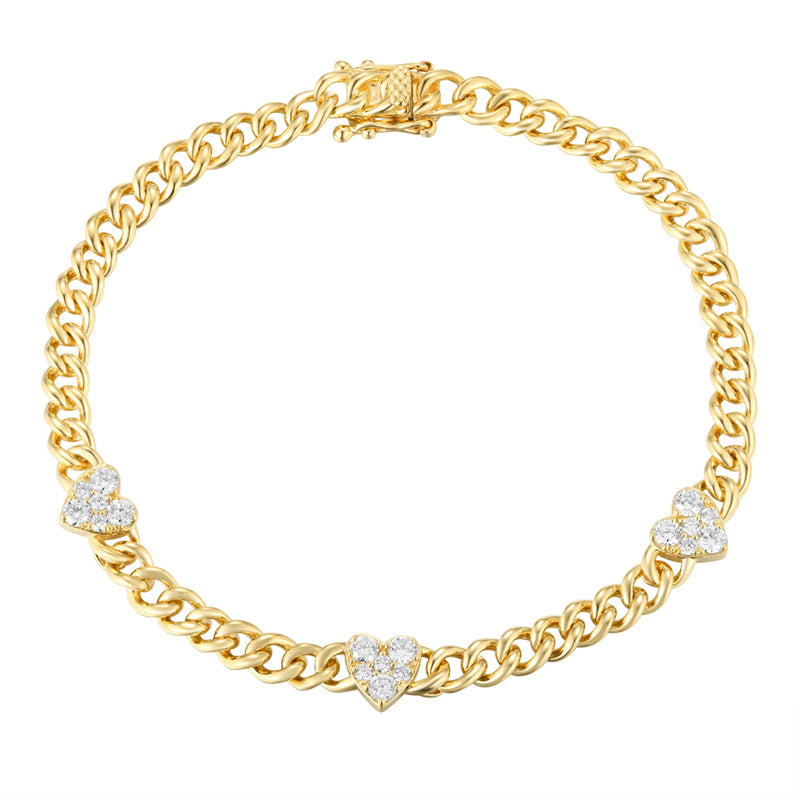 Chain Bracelet with Heart Shape Diamond