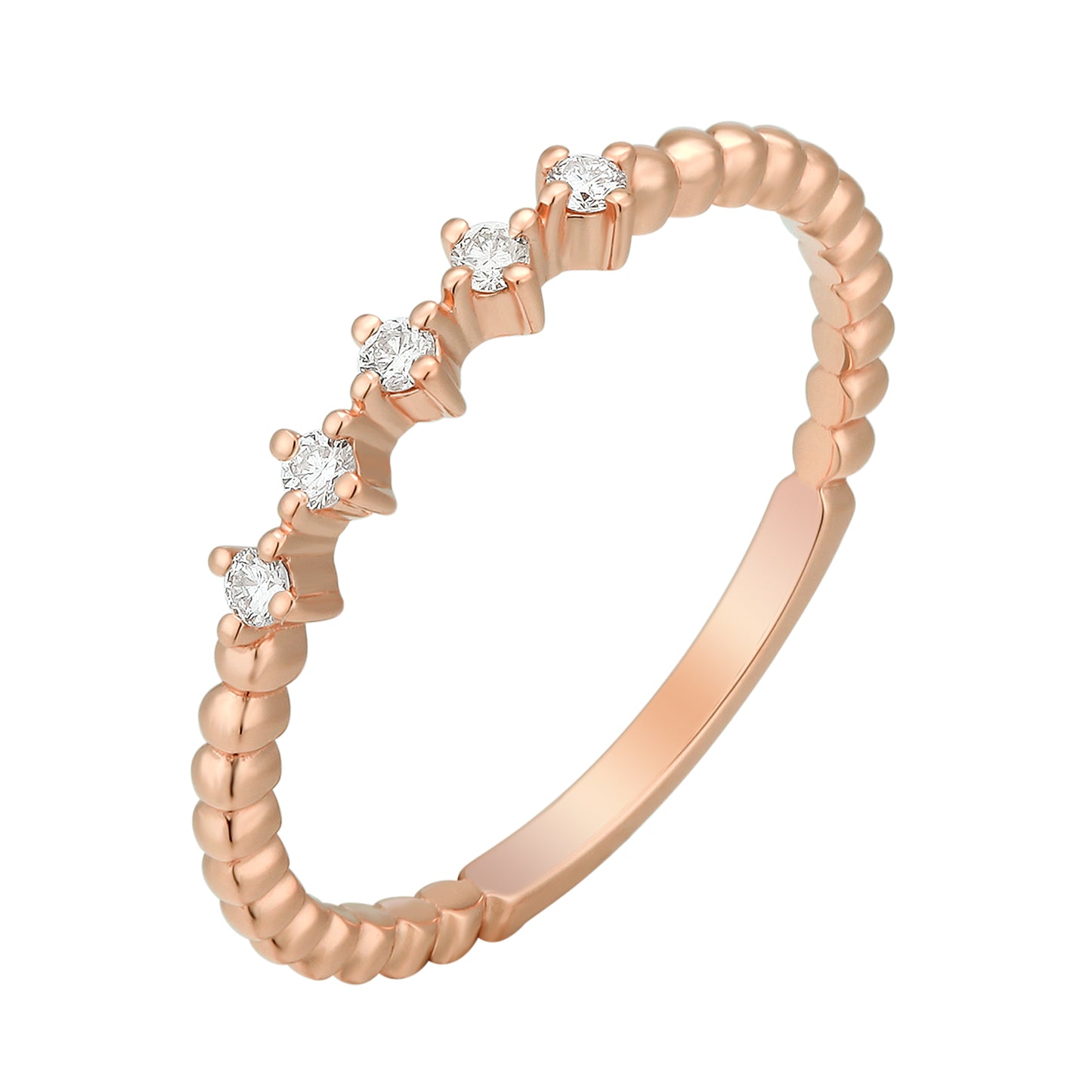 Petite Diamond Ring in Beads Band - Kindspark