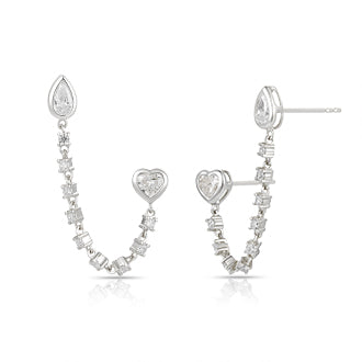 Drop Earring with mixed cut diamond with heart and pear cut - Kindspark