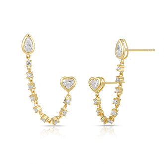 Drop Earring with mixed cut diamond with heart and pear cut - Kindspark