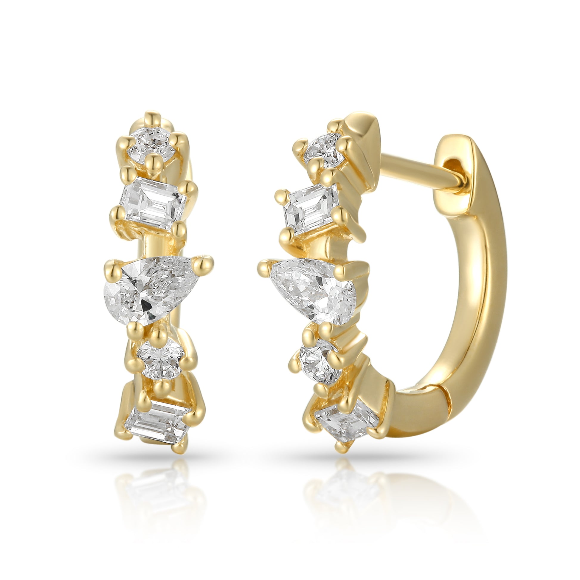 Mixed Cut Diamond Hoop Earring - Kindspark