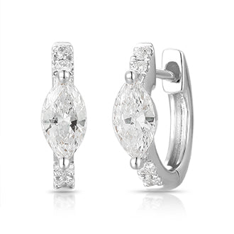 Diamond Hoop Earring with Marquise Diamond - Kindspark