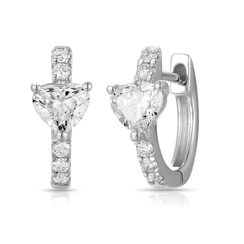 Diamond Hoop Earring with Heart Shape Diamond - Kindspark