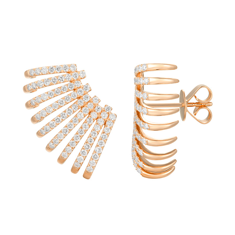 Diamond Feather Ear Stud