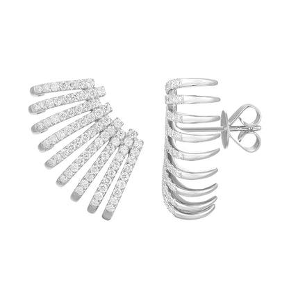 Diamond Feather Ear Stud