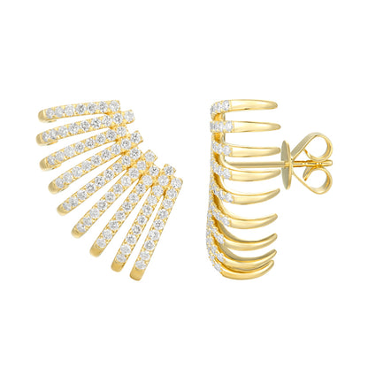 Diamond Feather Ear Stud