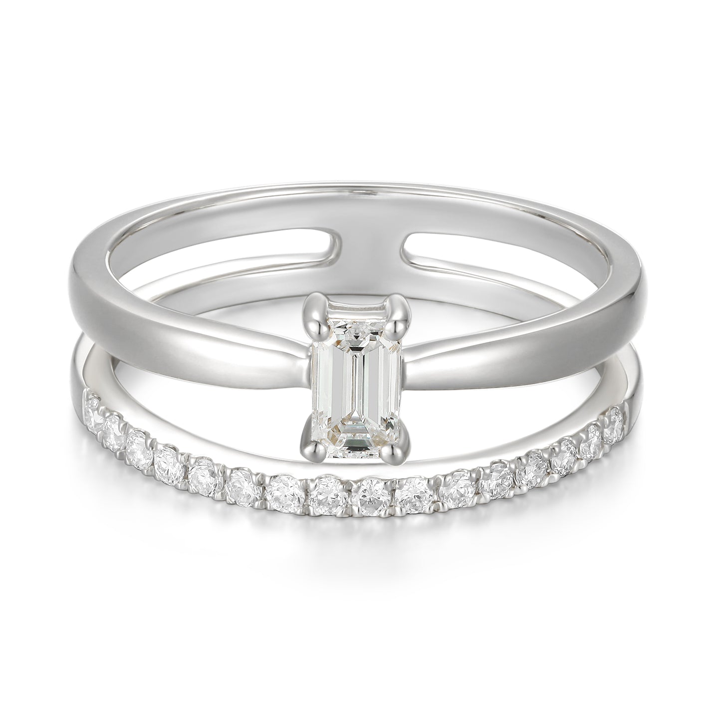 Double Band Ring with Baguette main stone - Kindspark