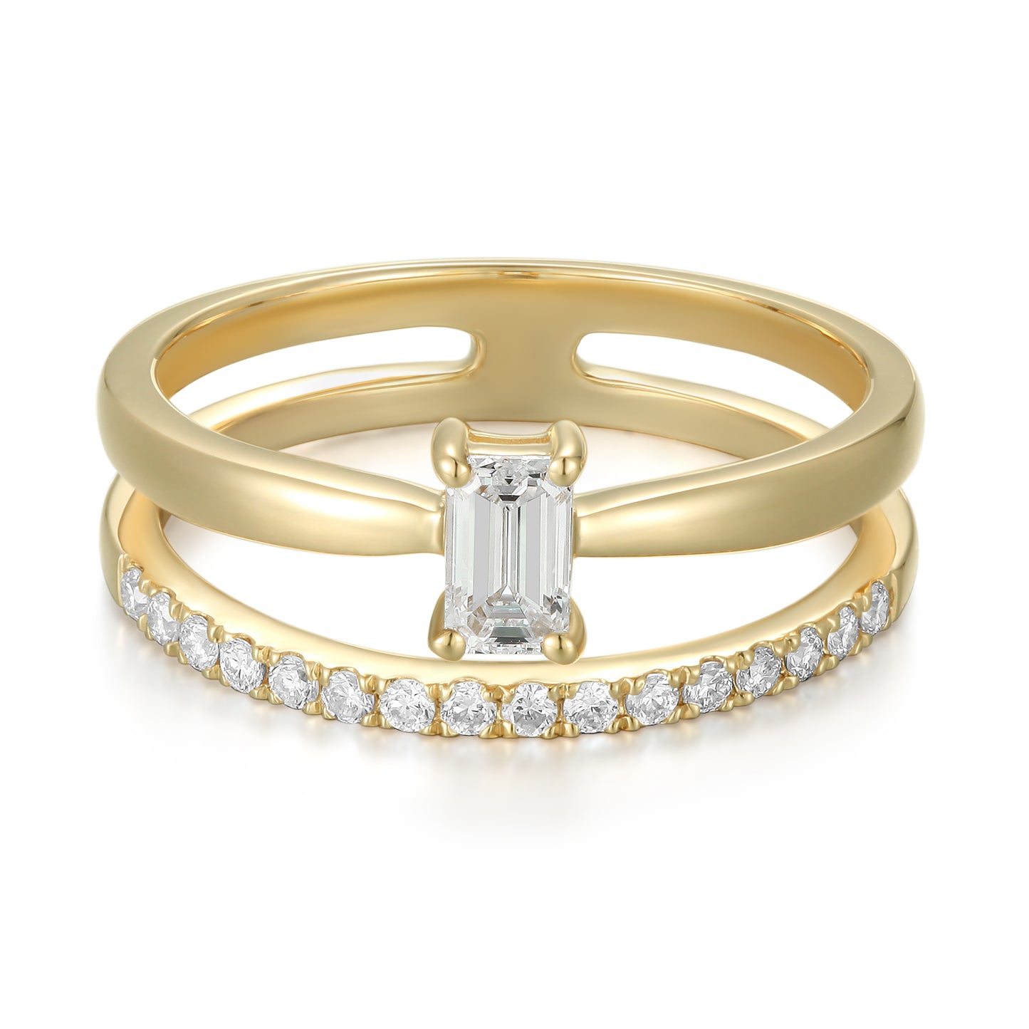 Double Band Ring with Baguette main stone - Kindspark