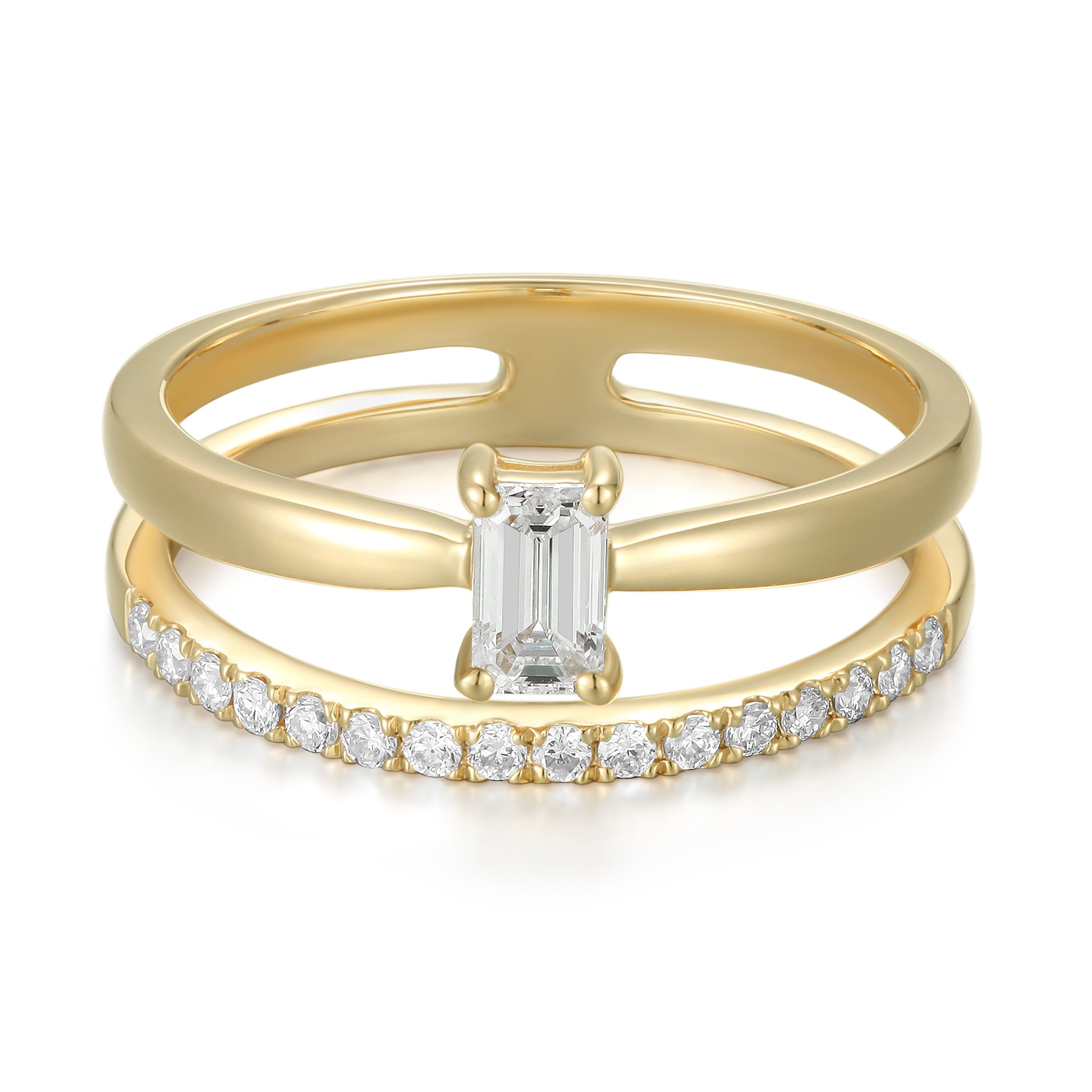 Double Band Ring with Baguette main stone - Kindspark