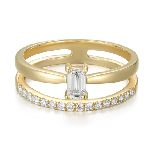 Double Band Ring with Baguette main stone - Kindspark