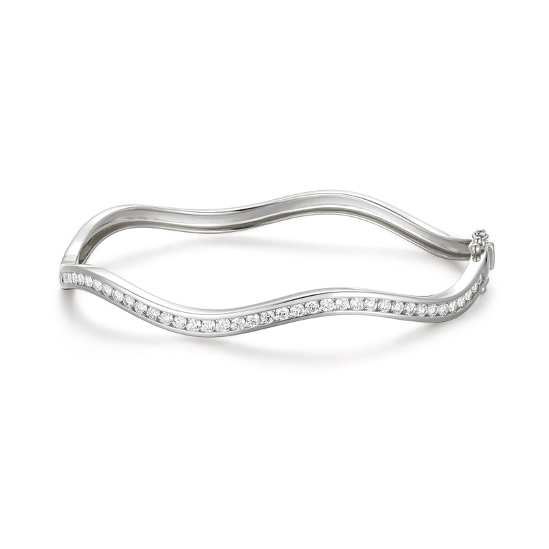 Round Brilliant Diamond Wave Bangle - Kindspark