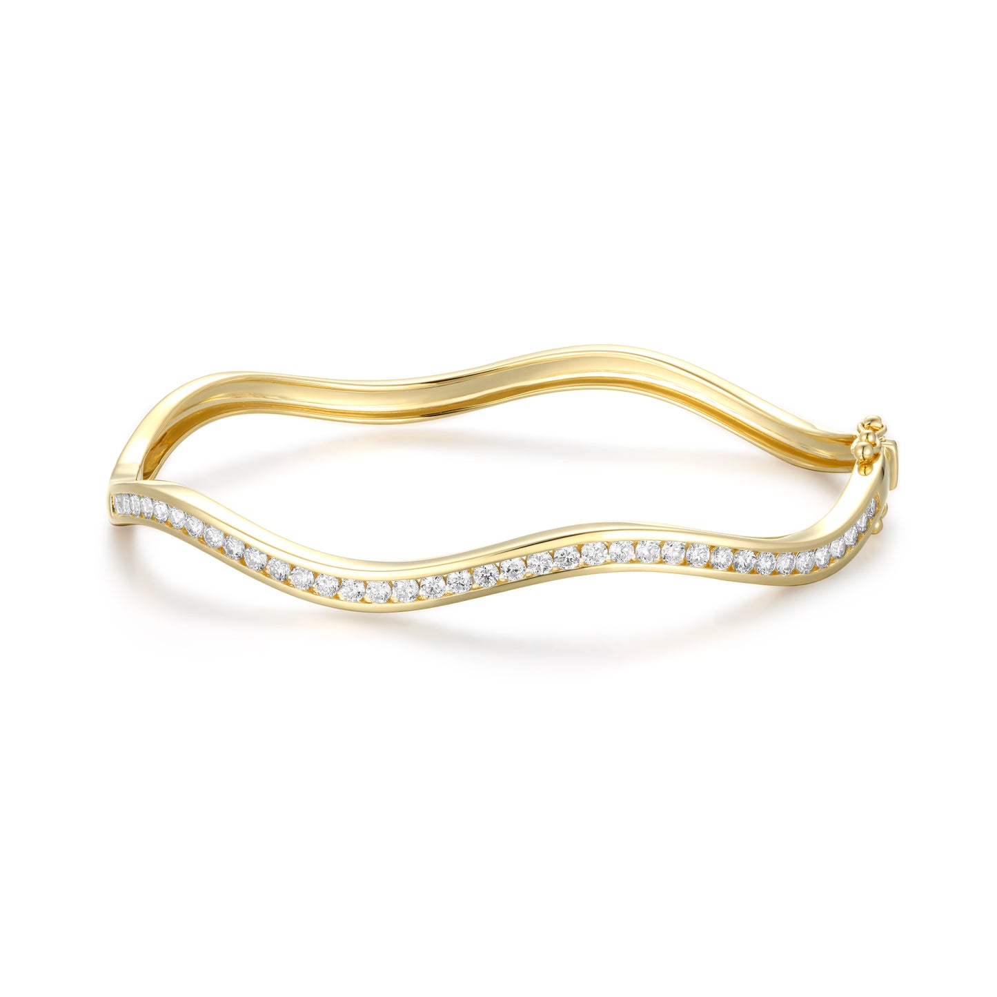 Round Brilliant Diamond Wave Bangle - Kindspark