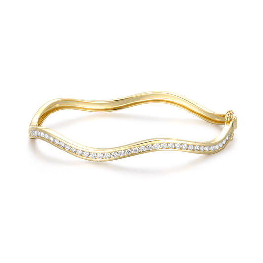 Round Brilliant Diamond Wave Bangle - Kindspark
