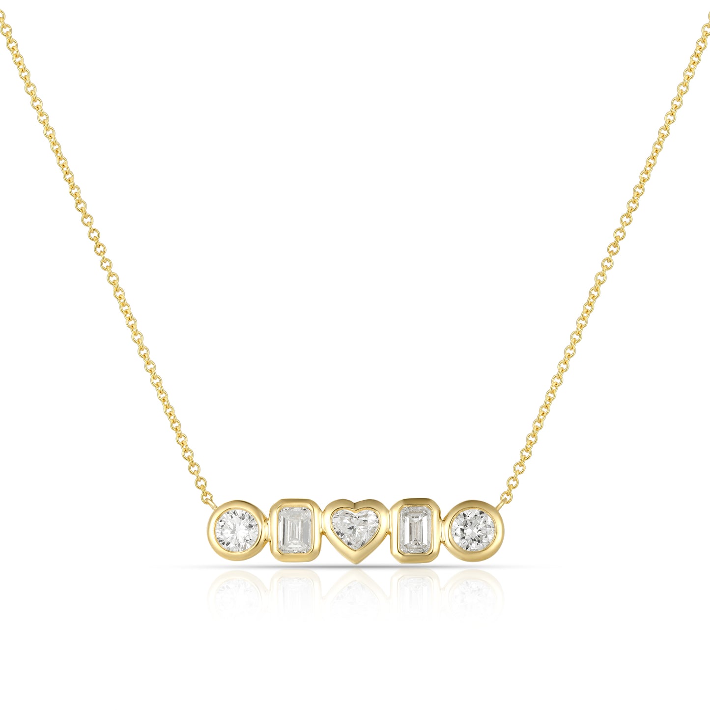 Bezel Set Mixed Cut Diamond Everyday Necklace