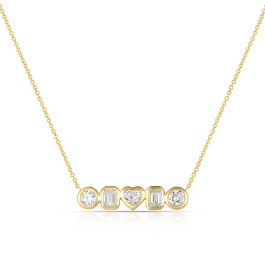 Bezel Set Mixed Cut Diamond Everyday Necklace