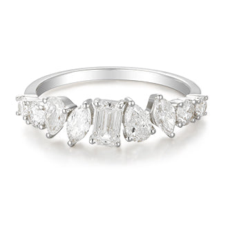 Mixed Cut Diamond Half Eternity Ring - Kindspark