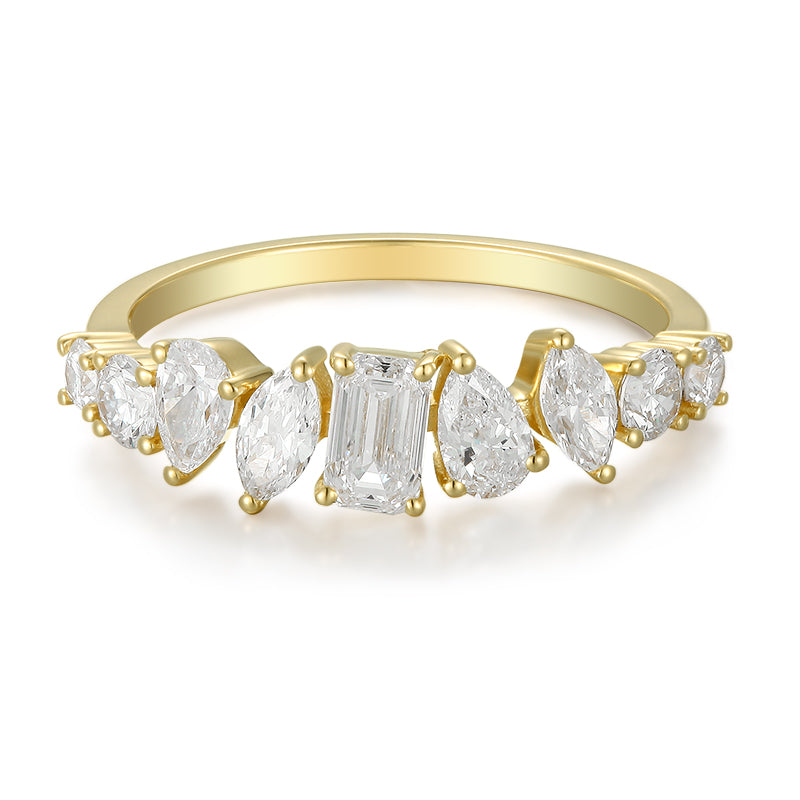 Mixed Cut Diamond Half Eternity Ring - Kindspark