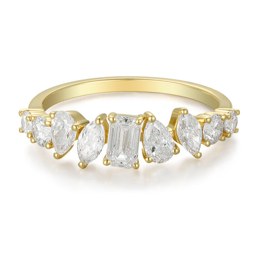 Mixed Cut Diamond Half Eternity Ring - Kindspark