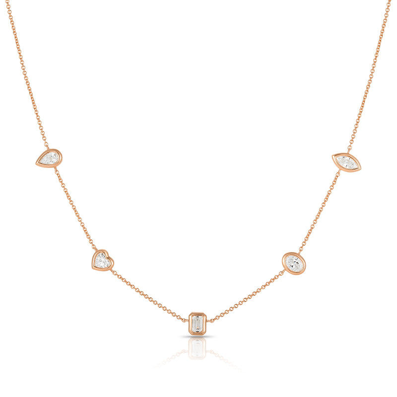Mixed Cut Diamond Station Necklace - Kindspark
