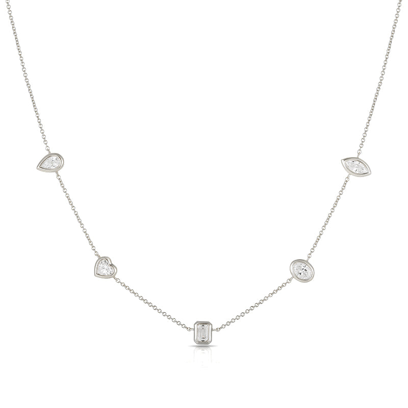 Mixed Cut Diamond Station Necklace - Kindspark