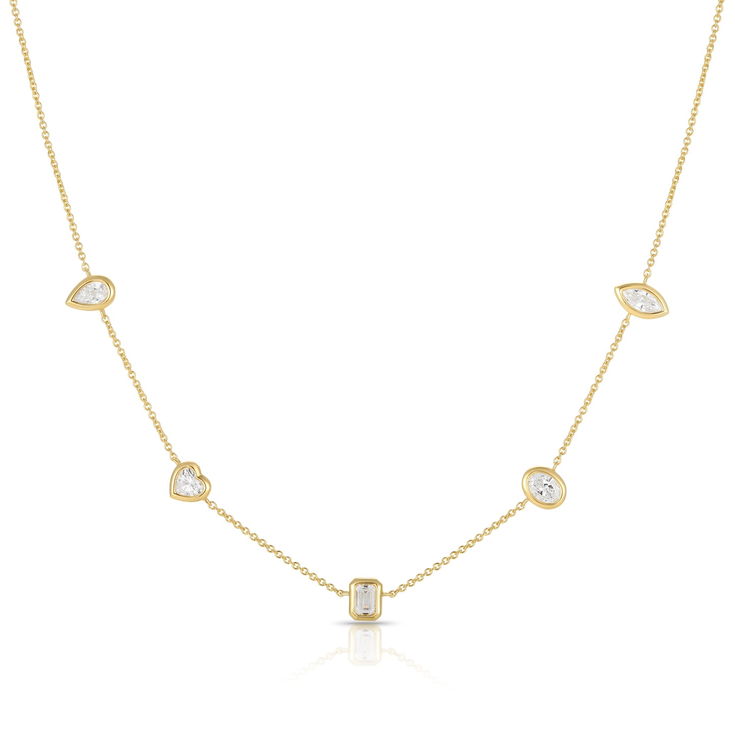 Mixed Cut Diamond Station Necklace - Kindspark