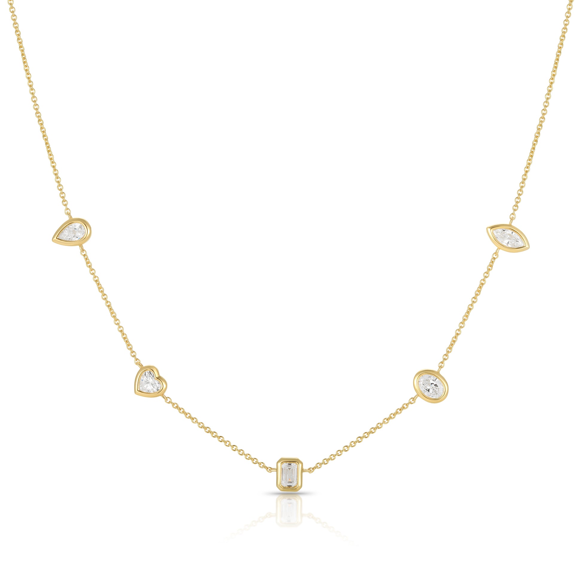 Mixed Cut Diamond Station Necklace - Kindspark
