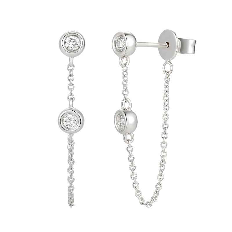 Round Brilliant Drop Earrings